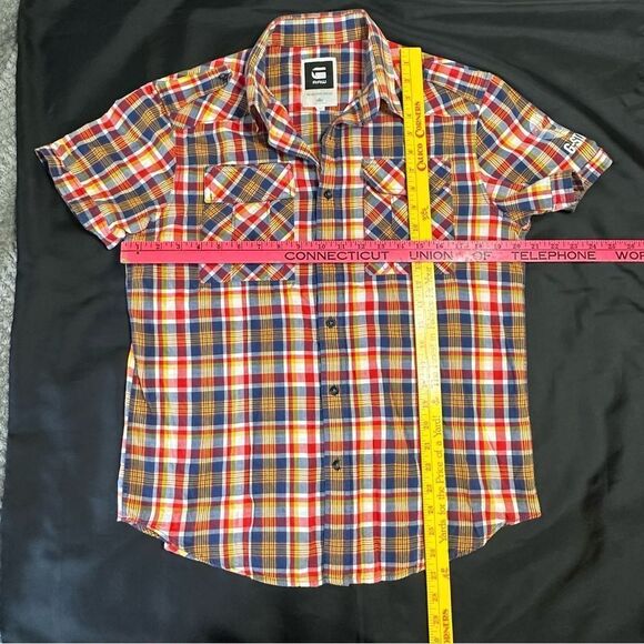 G-Star Raw Men's Multicolor Anderson Keith Plaid Short Sleeve Shirt Size Large - Picture 14 of 14